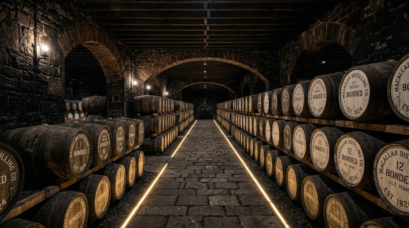 HMRC Bonded Whisky Warehouse with maturing casks